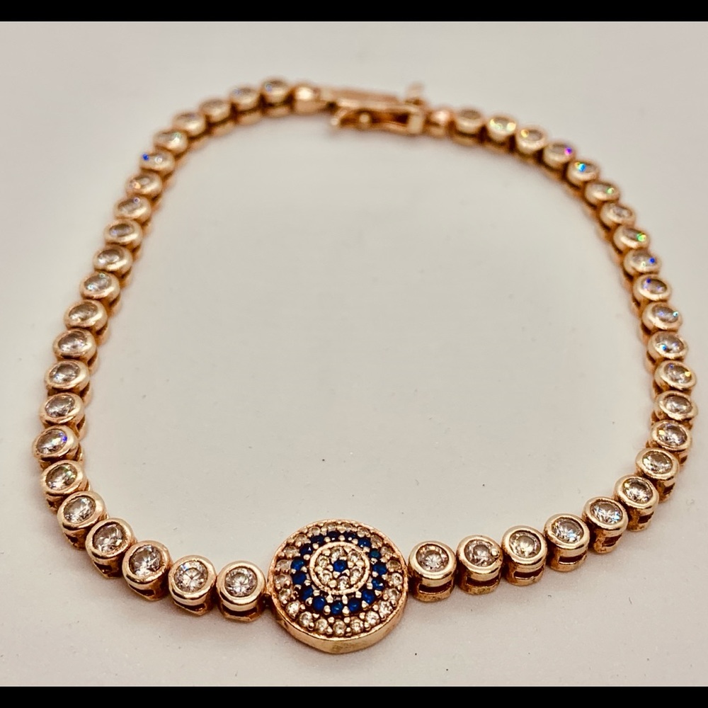 S/S & Rose Gold plated: Sapphire & CZ 🧿 Bracelet